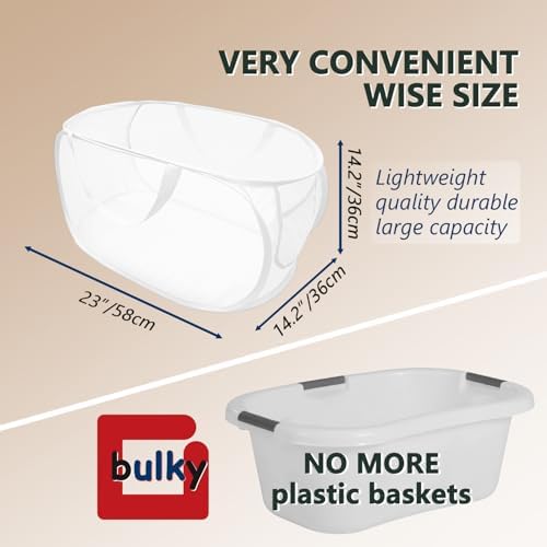 Collapsible Laundry Hamper Basket, Pop Up Mesh Foldable Bag - Image 3