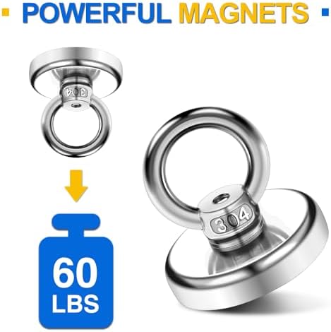 DIYMAG Magnetic Hooks with Countersunk Hole Eyebolt 60LBS 10 Pack - Image 2