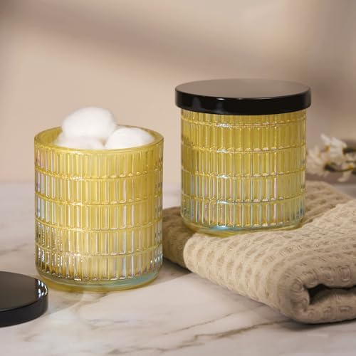 yellow Thick Glass Bathroom Qtip Holder, 2 Pack - Image 3