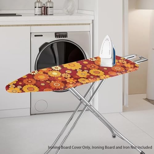 Red Hippie Flower Ironing Board Cover Elastic Edge - Image 2