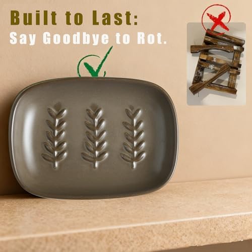 Miamolo Ceramic Soap Dish, Soap Holder Shower Fits 2 Bars, Extend Soap Life - Image 3