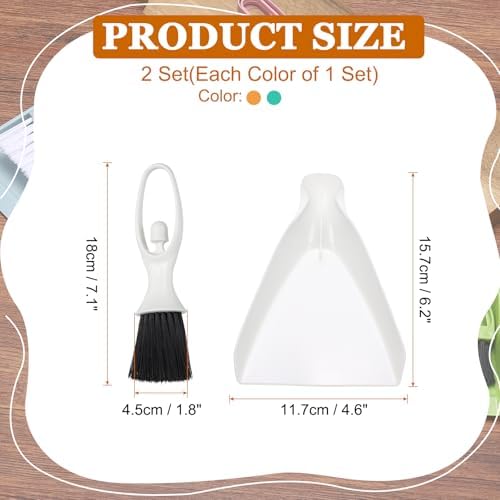 uxcell 2 Pcs Mini Dustpan and Brush Set, Small Broom and Dustpan Set - Image 2
