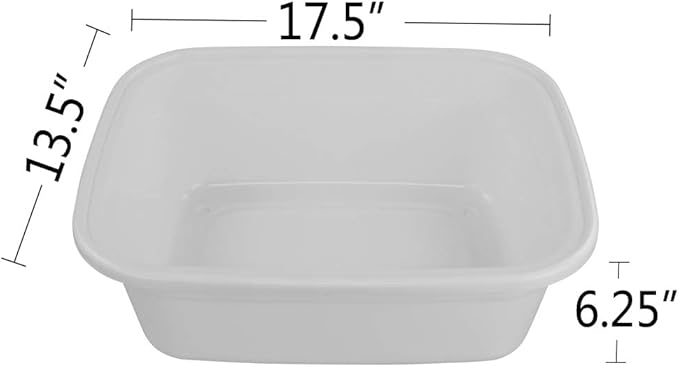 3-pack 18 Quart Dish Pan Wash Basin, Large Dish Tub, White