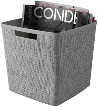 Curver Set of 4 Large Cube 17L Jute Decorative Plastic Organization and Storage - Image 5