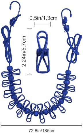 2 Pack Camping Clothesline Portable 12 Clothespins, Dark Blue - Image 3