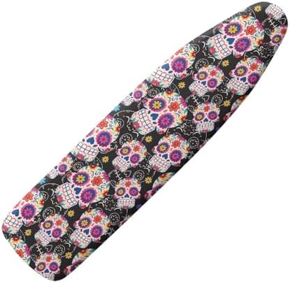 Halloween Ethnic Skull Ironing Board Cover, Boho Style Graffiti Skulls 15x54 by Daulesho