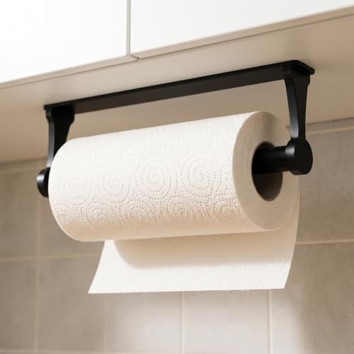 Matte Black Aluminum Paper Towel Holder Under Cabinet Adhesive by Unknown