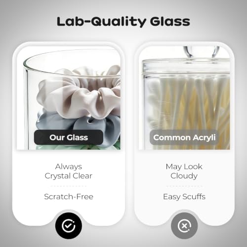 Glass Qtip Holder with Wood Lids, 10 oz Apothecary Jars, 2 Pack - Image 3