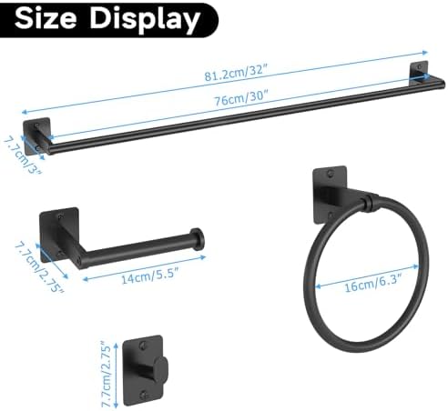 KLJKPA 4-Piece Bathroom Hardware Set, 32 inch Bathroom Towel Holder - Image 7