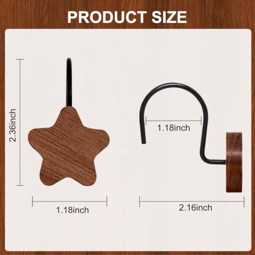 12-Piece Wood Star Shower Curtain Hooks - Image 4