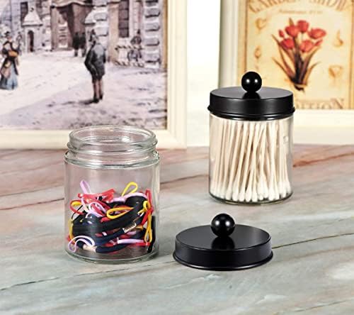 Amolliar Apothecary Jar Qtip Holder w/Metal Lid Glass - Image 5