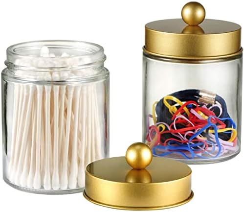Amolliar Apothecary Jar Bathroom Storage Qtip Holder Glass - Image 2