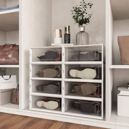4-Piece Boot and Shoe Storage Box, Stackable Clear Plastic Shoe Box, - Image 2