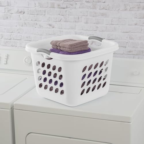 PEtbon 1.5 Storage Bushel Square Laundry Basket Plastic, Laundry Hamper White - Image 5