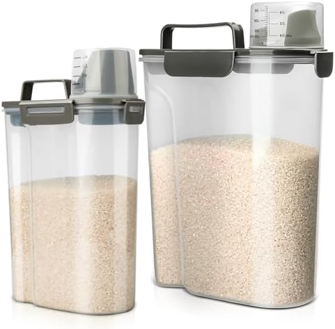 Viretec Rice Storage Container, 5 to 10lb Dry Food Airtight Dispenser, Pet Dog by Viretec