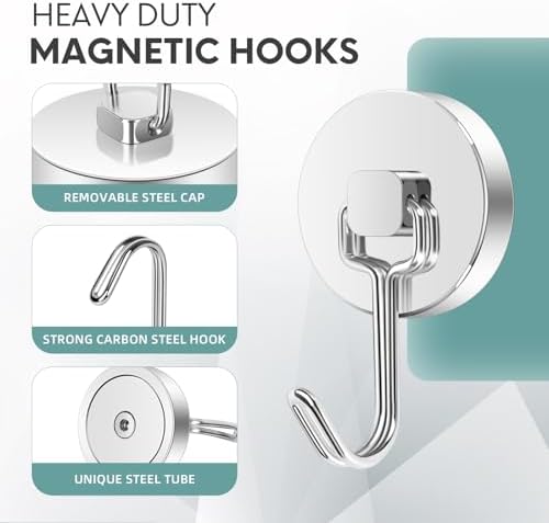 Neosmuk Magnetic Swing Hooks, 100lb Cruise Silver Hooks, 6 Pack - Image 6