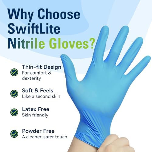 SWIFTLITE Blue Nitrile Gloves Disposable Latex Free, Food Safe - Image 5