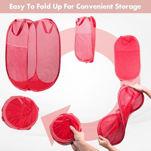 2 Pack Pop Up Laundry Hampers, 70 L Collapsible Foldable Mesh Basket - Image 5