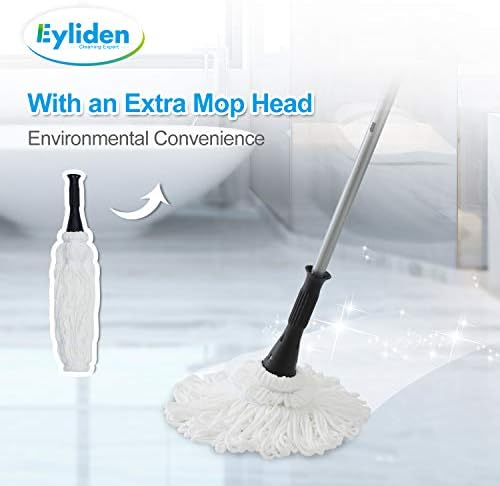 Eyliden Mop with 2 Reusable Microfiber Heads, Easy Wringing Twist Mop - Image 3