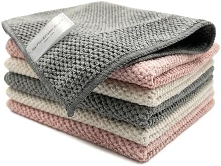 Microfiber Cleaning Cloths 6-Pack, Absorbent Textured Towels Large 12x16 In by Unknown