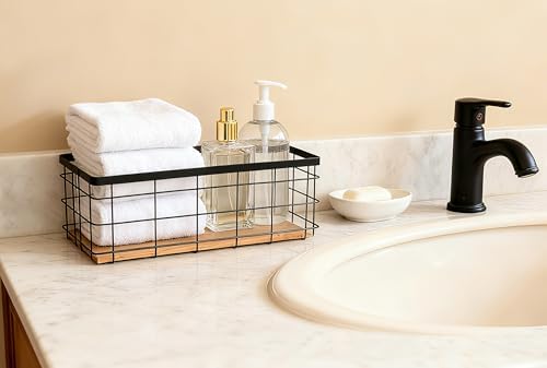ShabbyDecor Detachable Wood Base Wire Basket tabletop or wall mount - Image 4