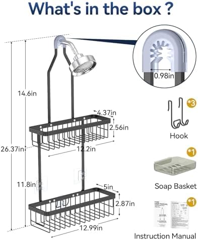 YASONIC Never Rust Shower Caddy Hanging, Aluminum Shower Racks - Image 2