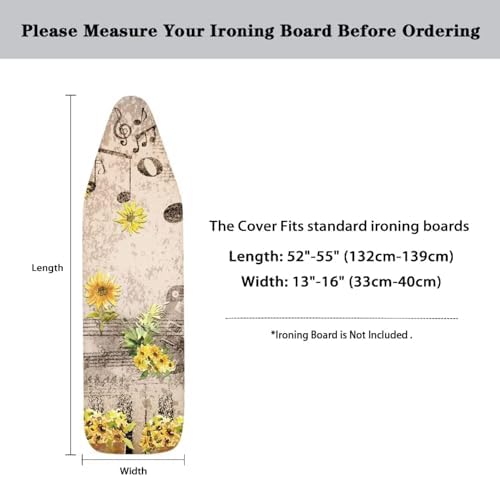 Sunflower Notes Ironing Board Cover and Pad Extra Thick Heavy Duty Padded 3 - Image 6