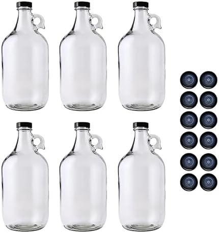 Fastrack 6-Pack Half-Gallon Glass Jug Set w/12 Polyseal Caps & Black Jar by FASTRACK