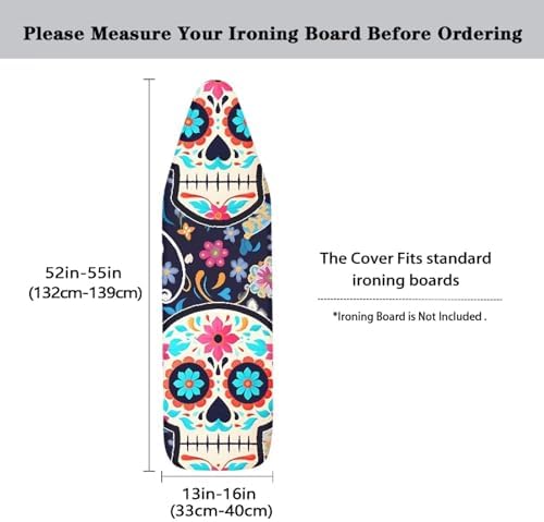 Tribe Floral Skull Ironing Board Cover 15x54 Inch Standard Mexican Skeleton - Image 3