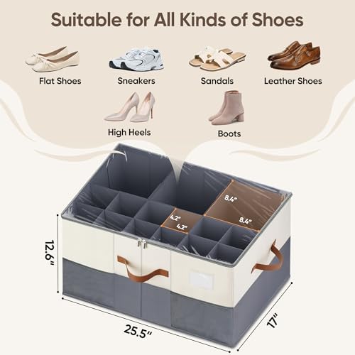 Shoe Organizer for Closet, Adjustable Storage Box Holds 24 Pairs - Image 2