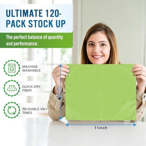 GLIMGLINT Microfiber Cleaning Cloth 120 Pack, Reusable Paper Towels 11 x 9 - Image 5