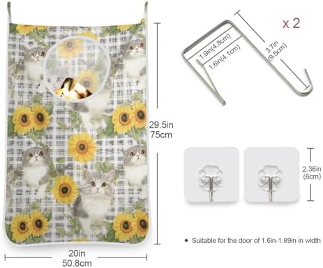 Hanging Laundry Hamper with Stainless Steel Hooks, Oxford Fabric Printing Door - Image 3