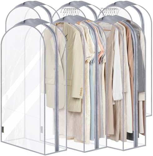 BALEINE 6PK Clear Garment Bags for Hanging Clothes by BALEINE