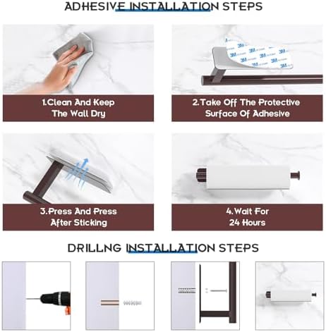 ASTOFLI Paper Towel Holder Under Cabinet No Drilling, Self Adhesive Paper Towel - Image 4