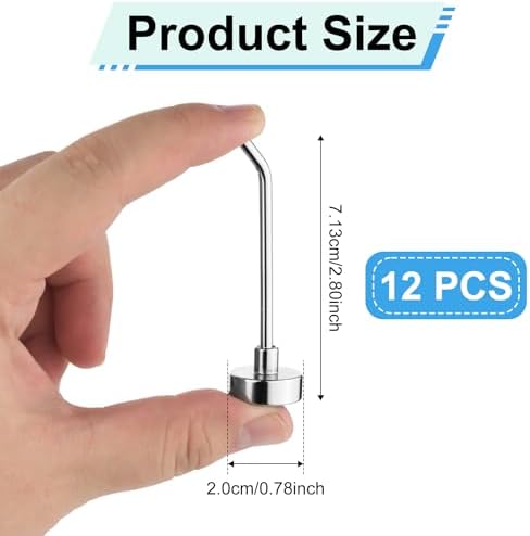 XIHIRCD 12pcs Magnetic Hooks, 1.7 lbs 3in Heavy Duty Magnet Storage Hooks - Image 2