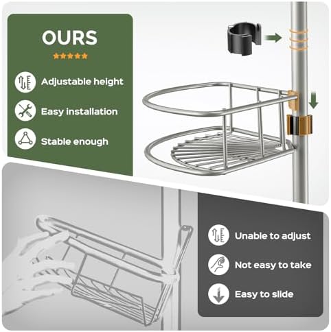 HAMITOR Corner Shower Caddy Tension Pole 4 Tier Rustproof Shampoo Organizer - Image 3