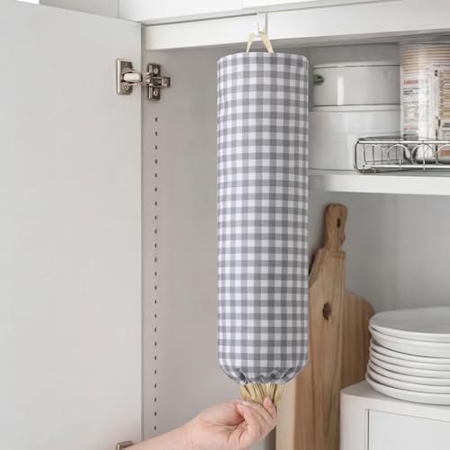 Gingham Plastic Bag Holder for Grocery Bag - Image 6