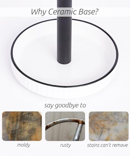 Paper Towel Holder Countertop, Ceramic Base, Fits Double to Family Rolls - Image 2
