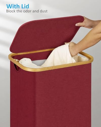 efluky Laundry Basket with Wheels, Tall Rolling Laundry Hamper with Lid and - Image 3