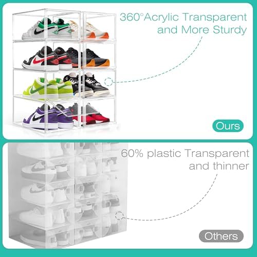 12 Pack Drop-Front Clear Acrylic Shoe Organizer, Fits Shoe Box Size 13 - Image 3