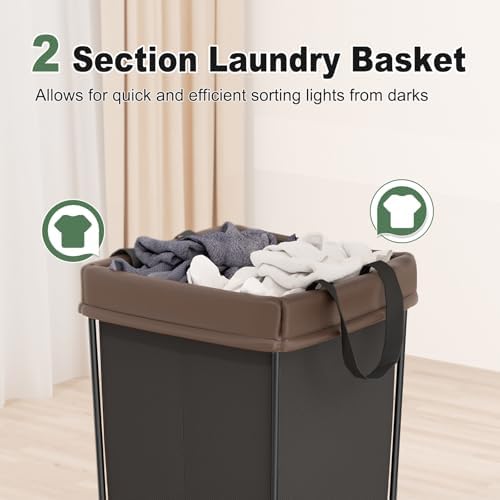 Rolling Laundry Basket with Wheels, Rolling Laundry Hamper with Wheels 2PK - Image 3