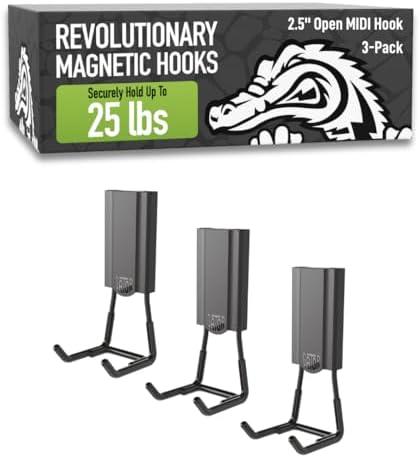 GATOR MAGNETICS MIDI 2.5 in Open Hooks, 25 lb Magnetic Hooks – 3 Pack by GatorMagnetics