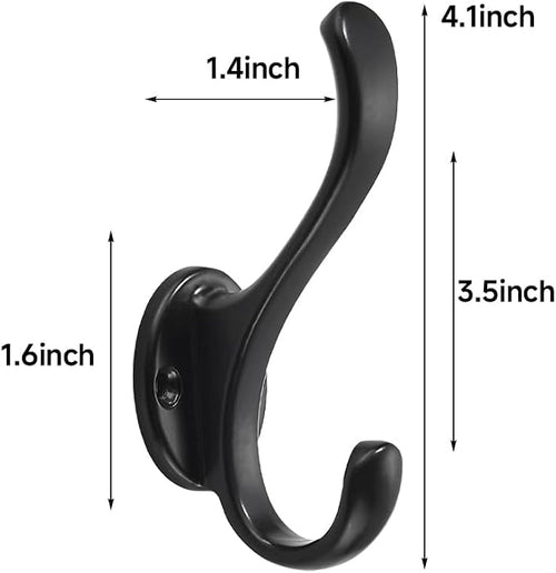 10 Pack Black Coat Hooks Wall Mount Heavy Duty Utility Retro Double Hooks - Image 2