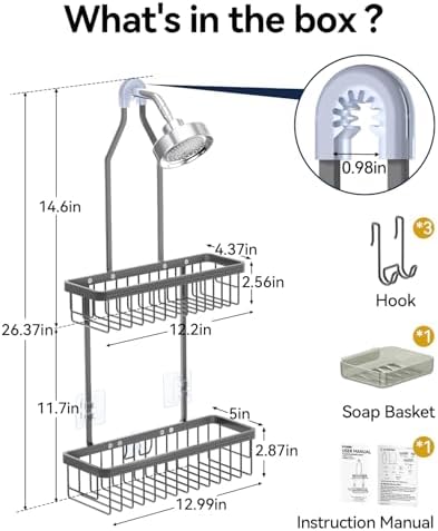 YASONIC Never Rust Shower Caddy Hanging, Aluminum Shower Racks - Image 2