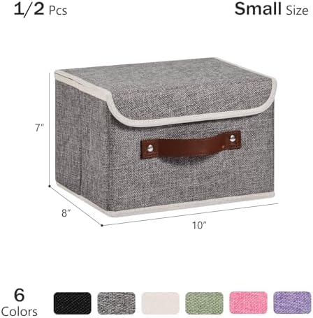 Storage Bins Box with Lids Decorative Cotton Linen Fabric Baskets - Image 3