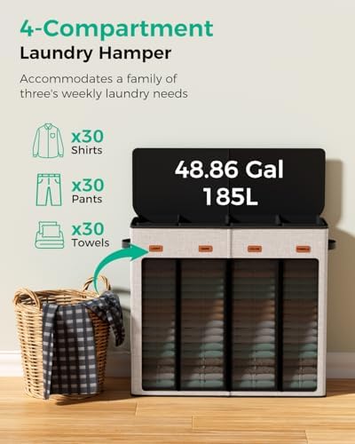185L Laundry Hamper 4 Section - Image 4