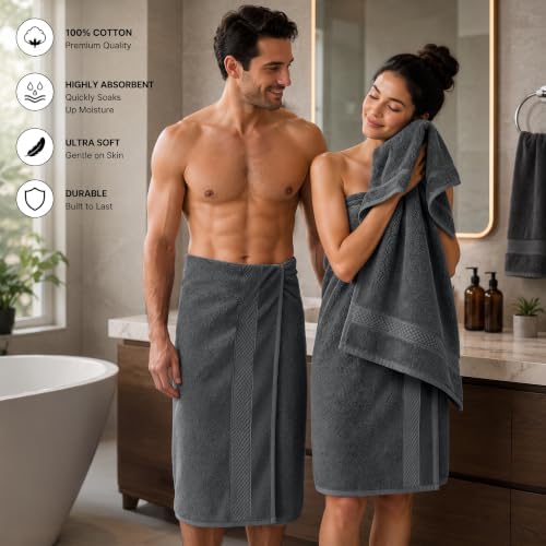 DAN RIVER 600 GSM Cotton Large Bath Towels Set of 4, 27 x 54 Inches - Image 3