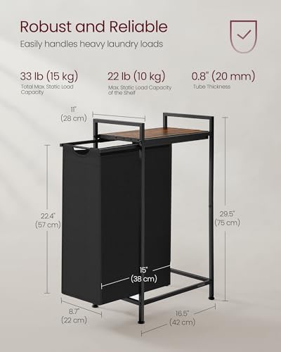 VASAGLE Laundry Sorter 1 Section, Rolling Cart - Image 5