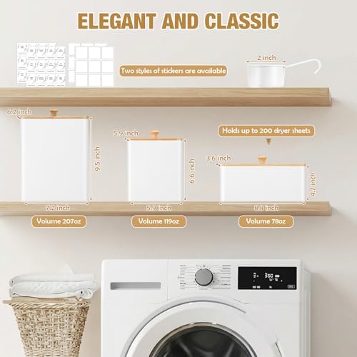Vesici 3 Pcs Metal Laundry Pod Container 2 Pcs Scoops Dryer Sheet Holder - Image 2