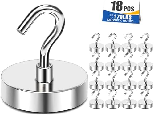 MIKEDE Magnetic Hooks 170lbs Strong Magnets Hook 18 Pack by MIKEDE